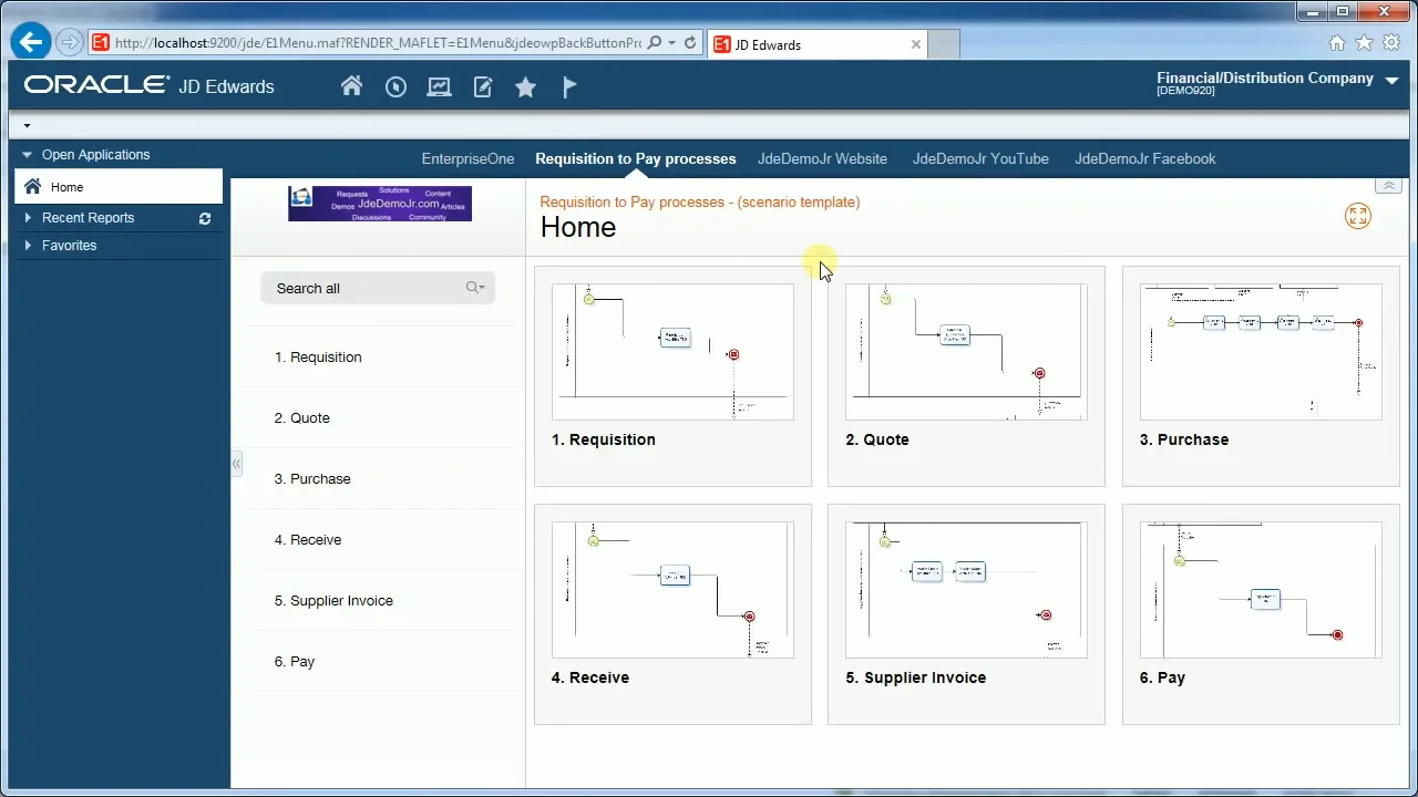 screenshot of JD Edwards EnterpriseOne